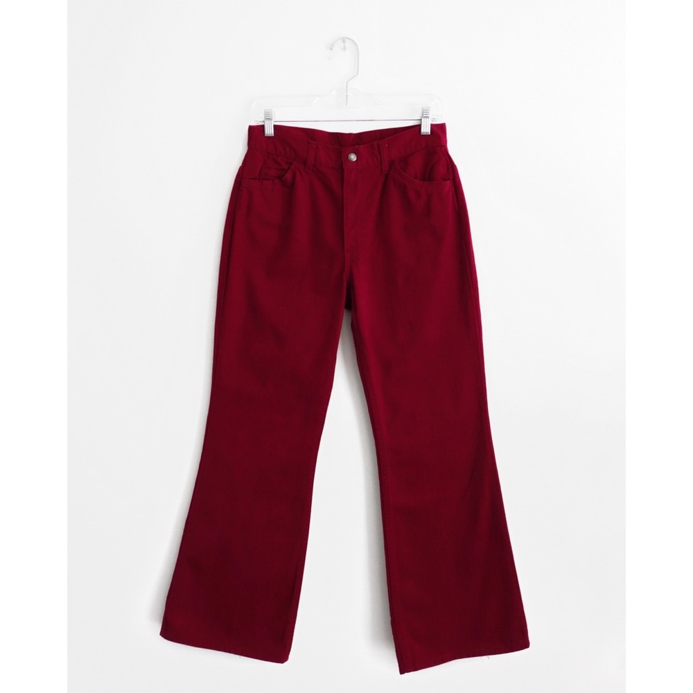 Vtg 60s 70s Levi's Dark Red Hippie Flare Jeans L